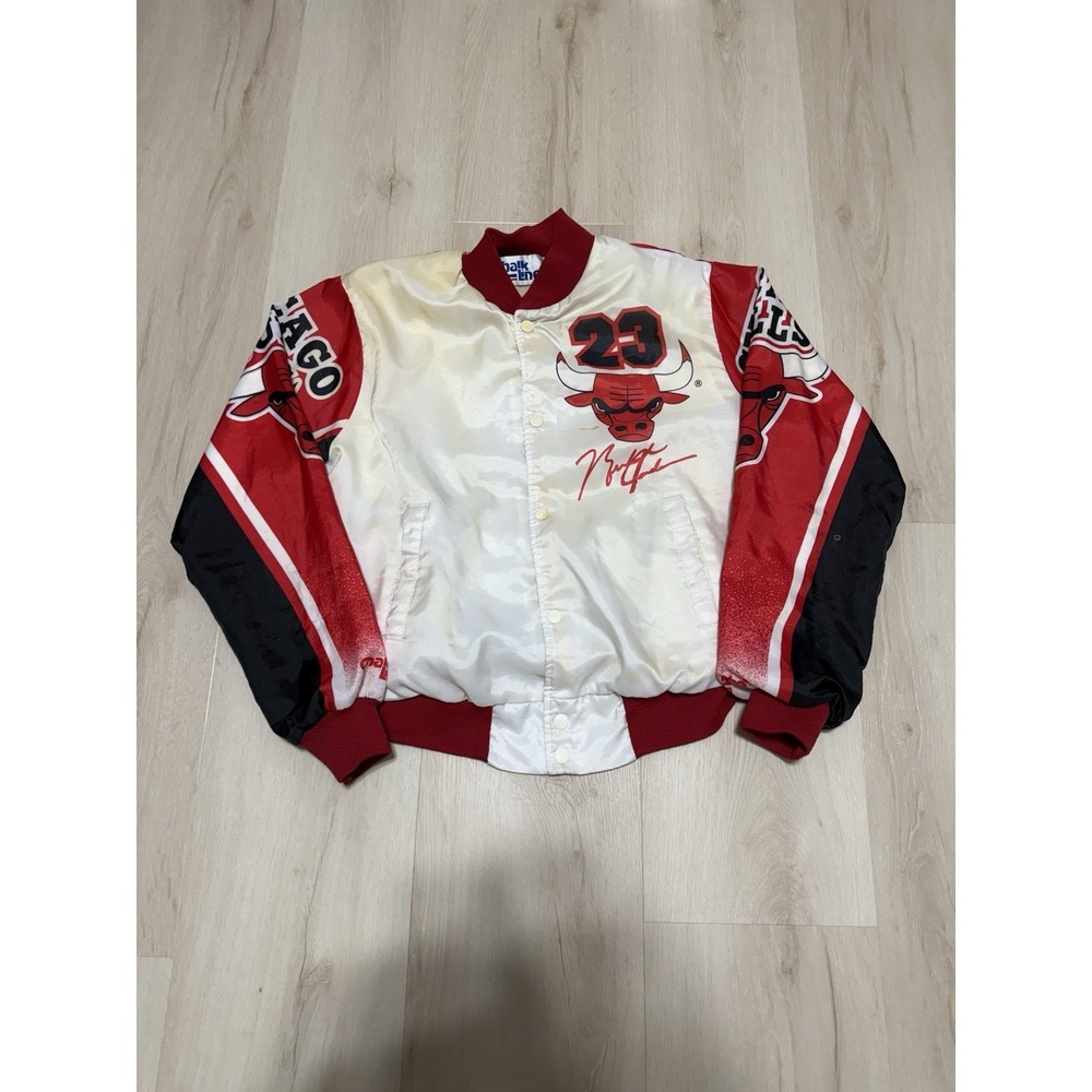 Chalk Line Men's Small Chicago Bulls Michael Jordan NBA Jacket White Red Black